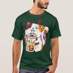 T-shirt Chat Boba Tea Buble Tea Anime Kawaii Neko Milktea