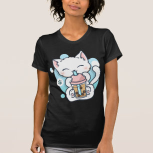 T-shirt Chat Boba Tea Buble Tea Kawaii Anime Japonais Neko