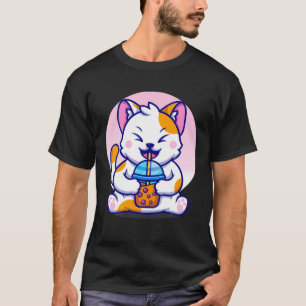T-shirt Chat Boba Tea Buble Tea Kawaii Anime Neko Girl Tee