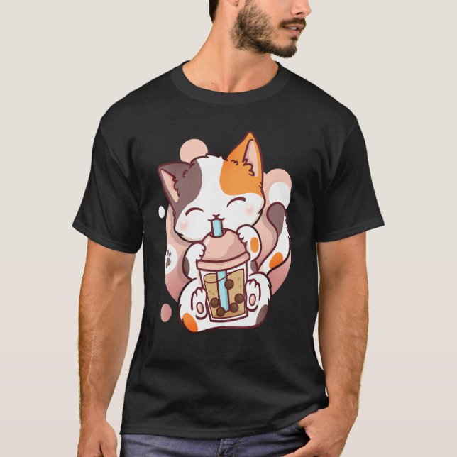 T-shirt Chat Boba Tea Buble Tea Neko (Devant)