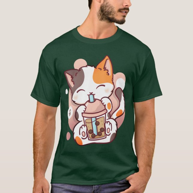 T-shirt Chat Bobaea Bubbleea Anime Kawaii Neko fille (Devant)