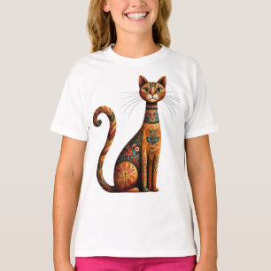 T-shirt Chat bohème tribal mignon art folklorique avec des