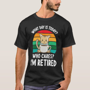 T-shirt Chat Boire Du Café Quel Jour Est-Ce Aujourd'Hui Qu