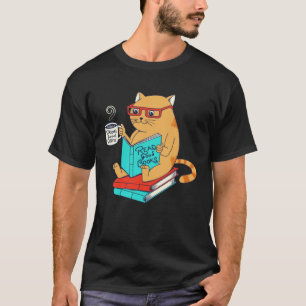 T-shirt Chat Boit Bon Café Lit De Bons Livres  Amusant
