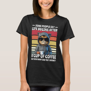 T-shirt Chat Boit Café Matin Personnes Chats  3