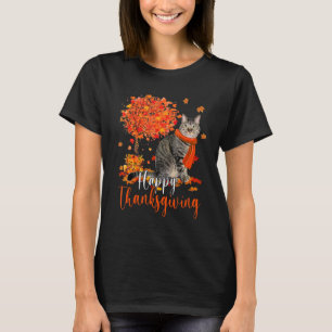 T-shirt Chat bon thanksgiving Et Chat Arbre D'Automne