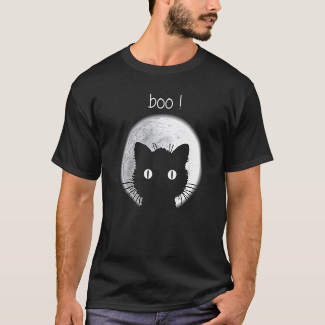 T-shirt Chat boo sous la lune (Devant)