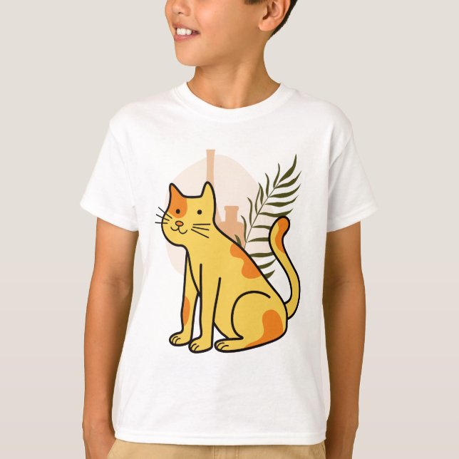 T-shirt Chat botanique calicot mignon (Devant)