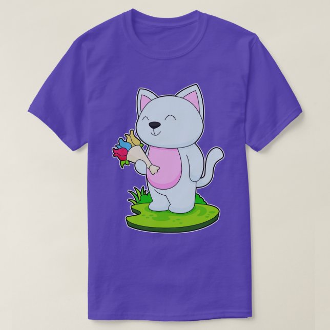 T-shirt Chat Bouquet de Fleurs (Design devant)