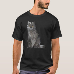 T-shirt Chat British Shorthair Polygone Géométrique Chaton