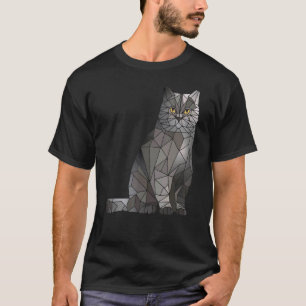 T-shirt Chat British Shorthair Polygone Géométrique Chaton