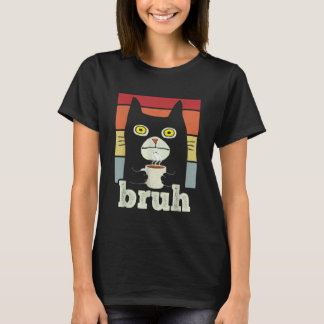 T-shirt Chat Bruh avec Café avec Salutations de Chat Adole