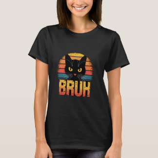 T-shirt Chat Bruh Rétro Ambiance Coucher de Soleil