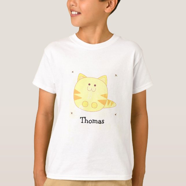 T-shirt Chat brun mignon motif rose (Devant)
