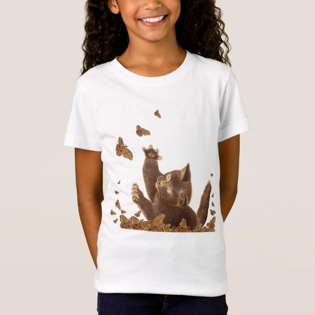 T-Shirt Chat Brun & Papillons de Nuit  (Devant)