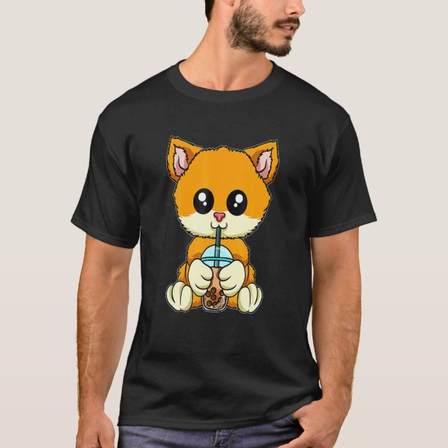 T-shirt Chat Bubble Ea Cute Animaux Avec Boba Ea (Devant)
