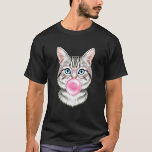 T-shirt Chat Bubble Gum Rose cute amoureux des chats pour 