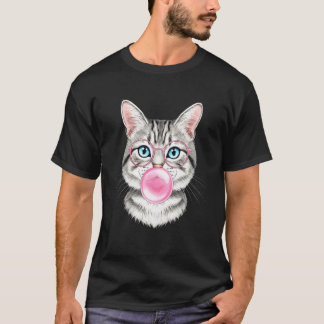 T-shirt Chat Bubble Gum Rose cute amoureux des chats pour 