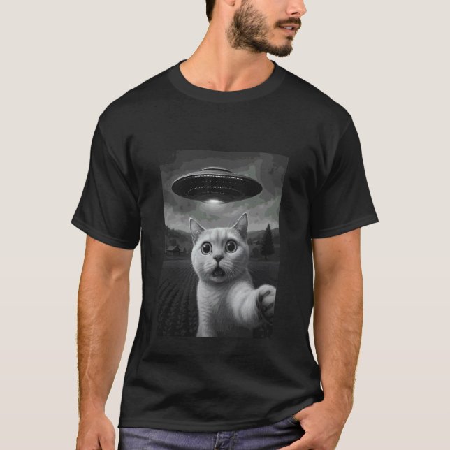 T-shirt Chat Burmilla Selfie Drôle Abduction Alien Mème Ar (Devant)