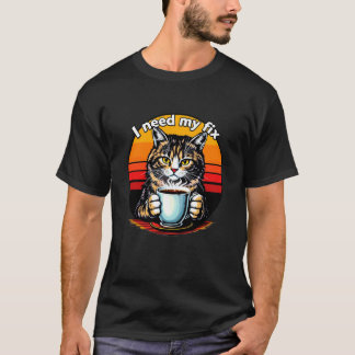 T-shirt Chat buvant dans une tasse à café, humour drôle ca