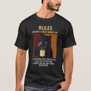T-shirt Chat Buvant du Café Amateur de Chatons Drôle Règle