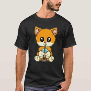 T-shirt Chat buvant du thé aux bulles Animaux mignons avec