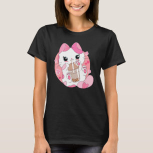 T-shirt Chat buvant du thé aux bulles de boba mignon Neko