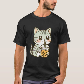 T-shirt Chat buvant du thé aux perles - Kit pour amateur d