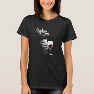 T-shirt Chat buvant du vin Chaton mignon tenant des amateu