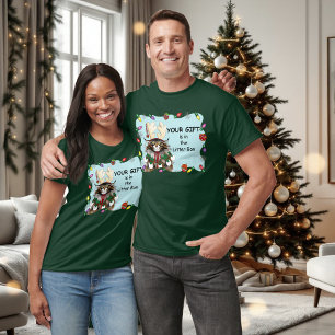T-shirt Chat cadeau de Noël Green Funny
