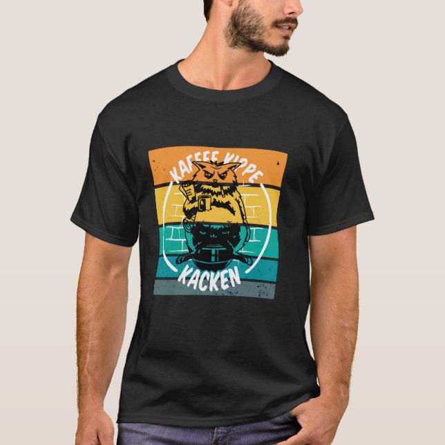 T-shirt Chat café cigarette routine du matin humour journa (Devant)