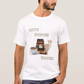 T-shirt Chat, café et livres