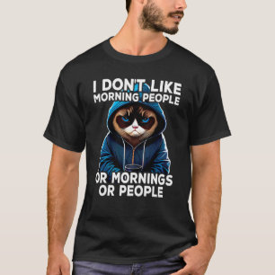 T-shirt Chat Café Je n'aime pas les gens du matin