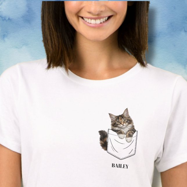 T-shirt Chat calico adorable dans le nom de poche (Créateur téléchargé)