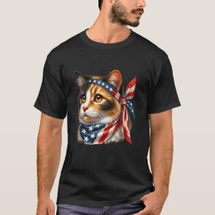 T-shirt chat calico drapeau américain 4 juillet