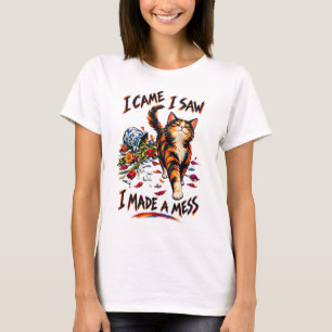 T-shirt Chat Calico Drôle Je Suis Venu J'ai Vu J'ai Fait U
