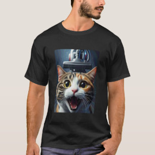 T-shirt Chat calico drôle selfie avec aspirateur Chase Mem