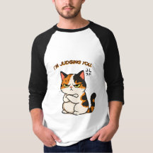 Chat calico grincheux - je vous juge