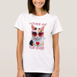 T-shirt Chat Calico Lunettes de soleil en forme de coeur r