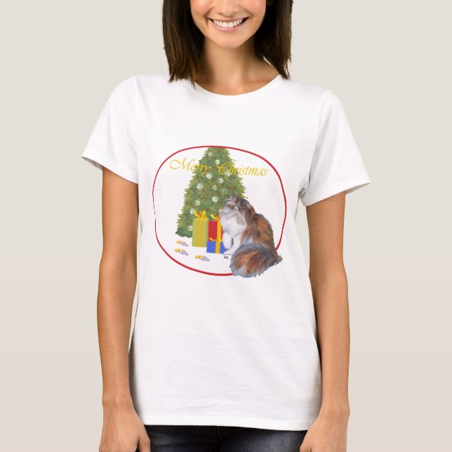 T-shirt Chat calico persan Noël (Devant)