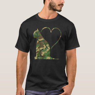 T-shirt Chat Camouflé Avec Camouflage De Coeur Chats Anim