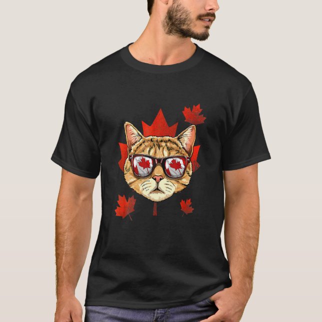 T-shirt Chat canadien feuille d'érable drapeau du Canada c (Devant)