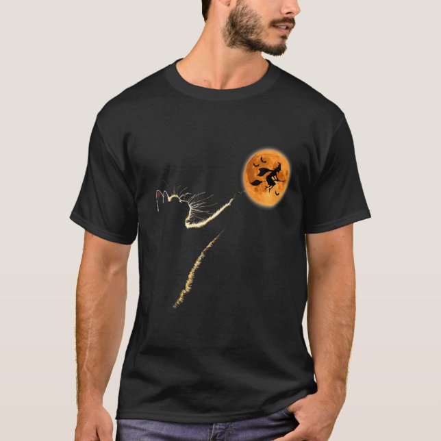 T-shirt Chat Capture La Lune Sorcière Chat Costume Hallowe (Devant)