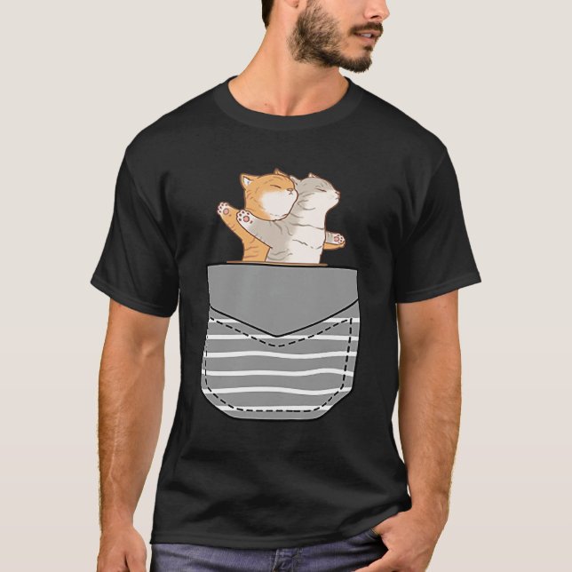 T-shirt Chat Carton de Chat Dans Poche (Devant)