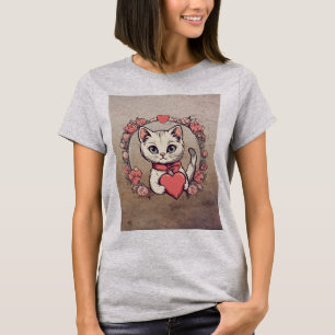 T-shirt Chat Cartoon Vintage Saint-Valentin