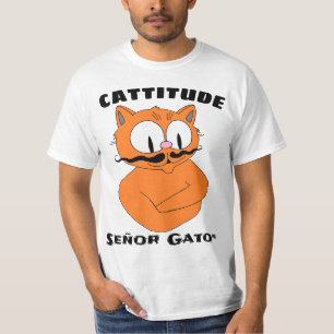 T-shirt Chat CATTITUDE Moustache de Dessin Animé