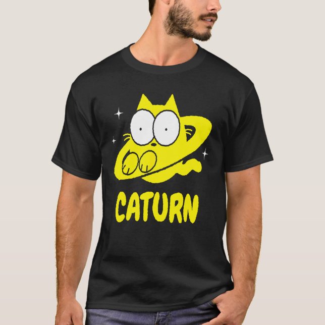 T-shirt Chat Caturne Espace Saturne Doodle (Devant)