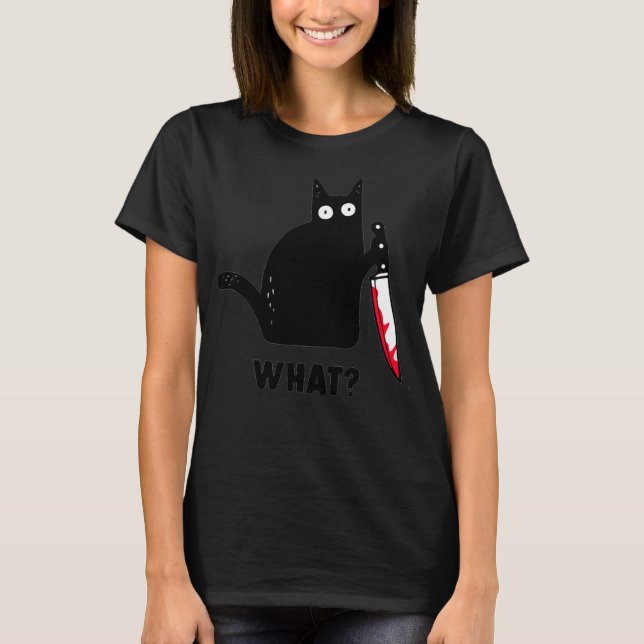 T-shirt Chat Ce Chat Noir Amusant Chemise, Chat Murderous  (Devant)