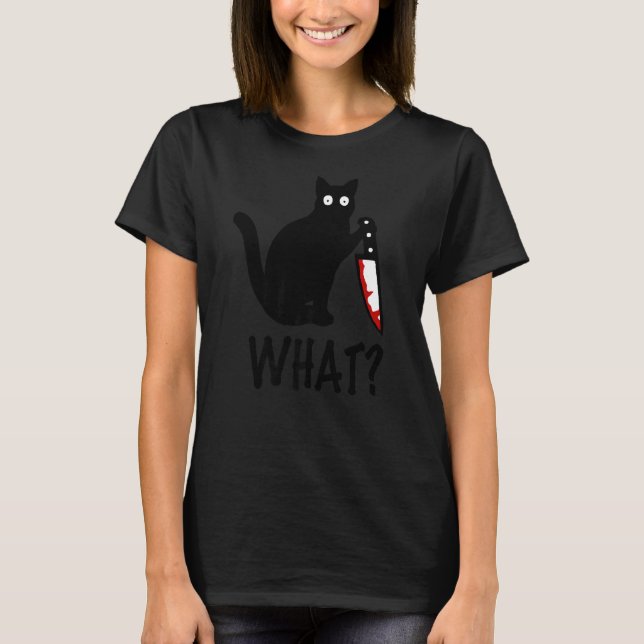 T-shirt Chat Ce Chat Noir Ca Meurtre Chat Avec Couteau (Devant)