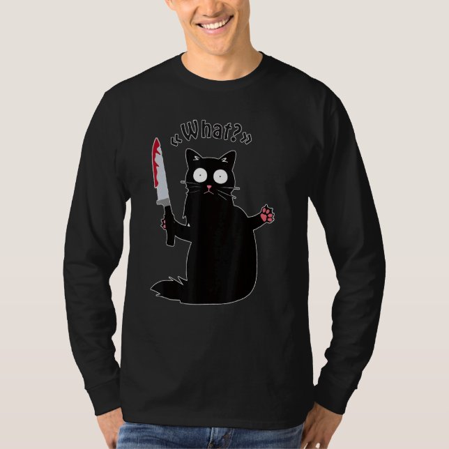 T-shirt Chat Ce Chat Noir Ca Meurtre Chat Avec Couteau (Devant)